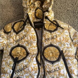 Versace Kids Baroque Gold and Black Puffer Jacket